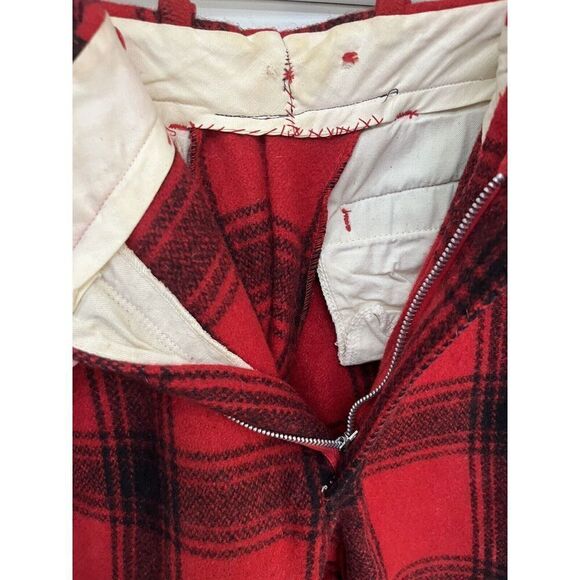 VINTAGE WOOL PANTS Buffalo Plaid Red Black Pockets Jogger Hunt Ski Snow 32x30 - Picture 13 of 16